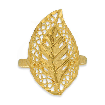 Gold Leaf Shaped Ring 21Kt - Fkjrn21K5124 Rings