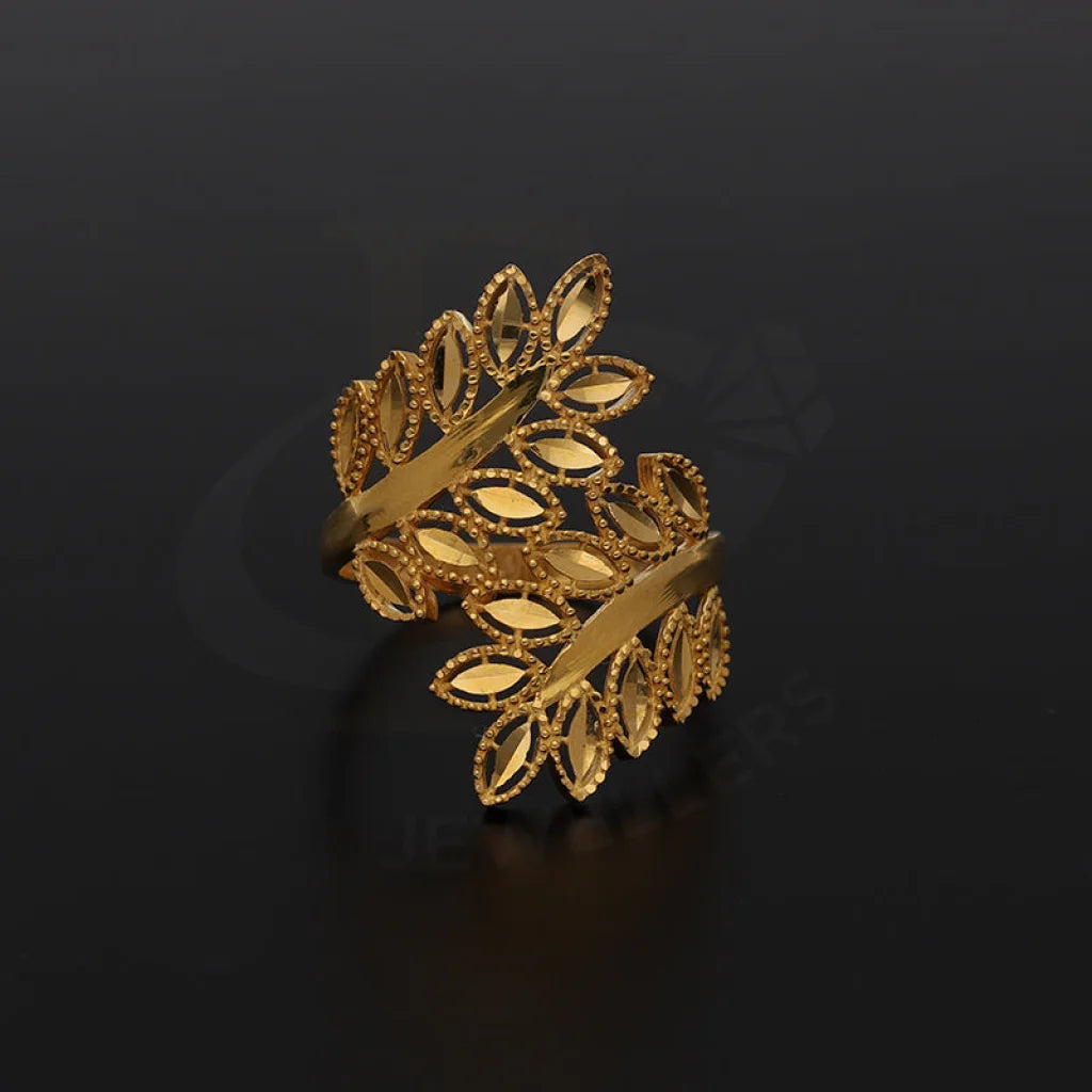 Gold Leaf Shaped Ring 21Kt - Fkjrn21K5608 Rings