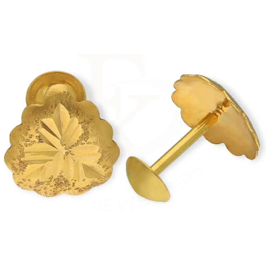 Gold Leaf Shaped Second Stud Earrings 18Kt - Fkjern18K3156