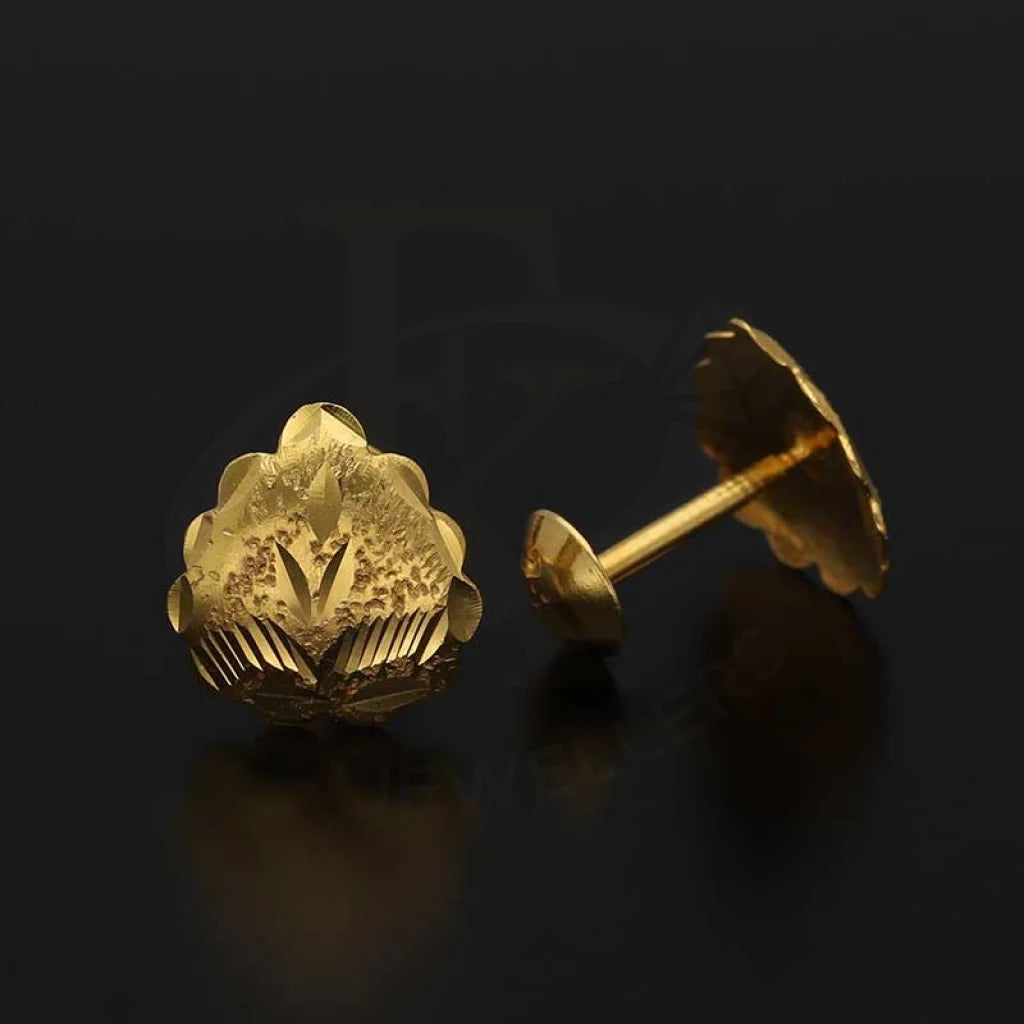 Gold Leaf Shaped Second Stud Earrings 18Kt - Fkjern18K3157