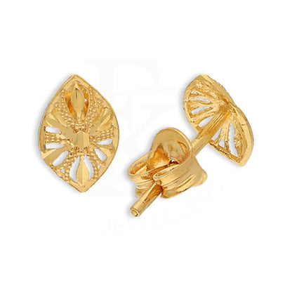 Gold Leaf Shaped Stud Earrings 21Kt - Fkjern21Km5425