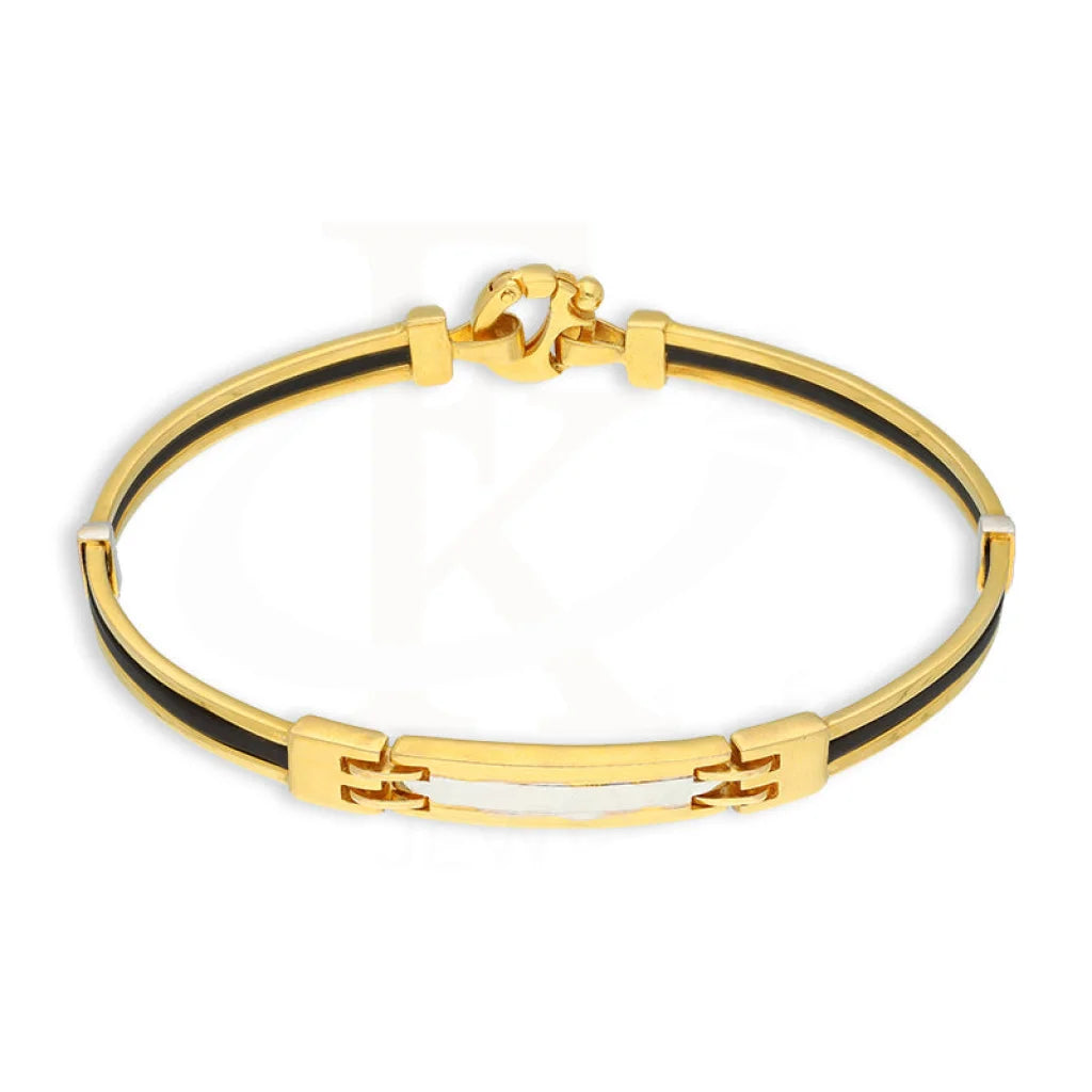 Gold Leather Band Bracelet 22Kt - Fkjbrl22K5028 Bracelets