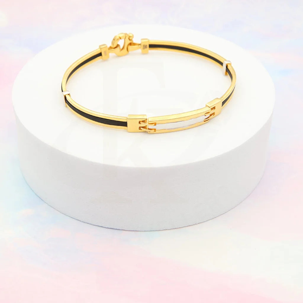 Gold Leather Band Bracelet 22Kt - Fkjbrl22K5028 Bracelets