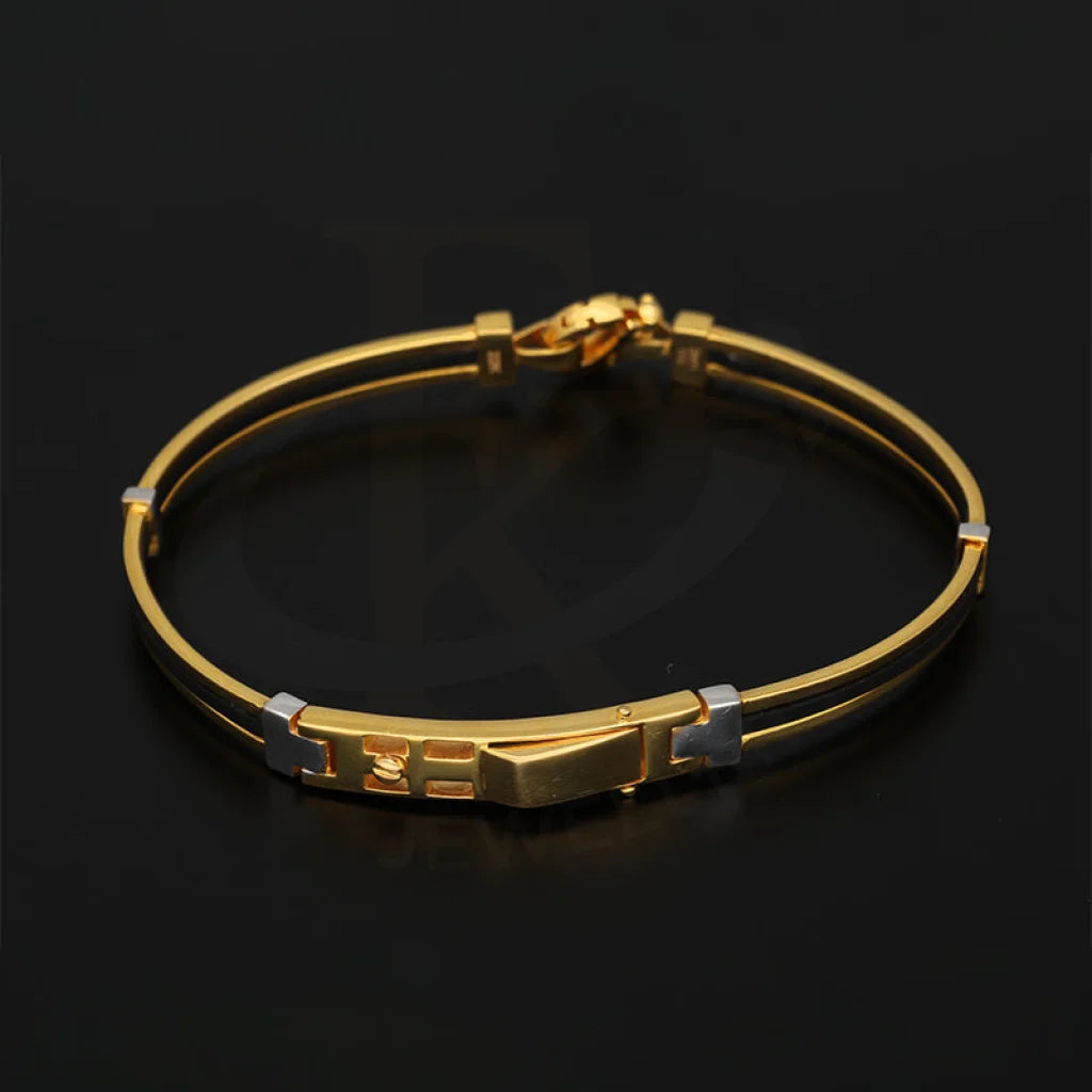 Gold Leather Band Bracelet 22Kt - Fkjbrl22K5029 Bracelets