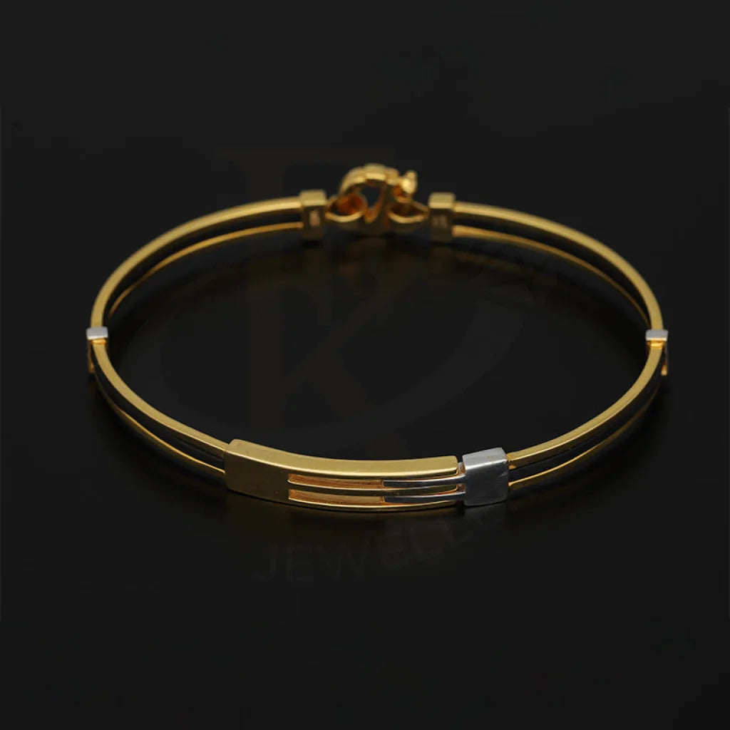 Gold Leather Band Bracelet 22Kt - Fkjbrl22K5030 Bracelets
