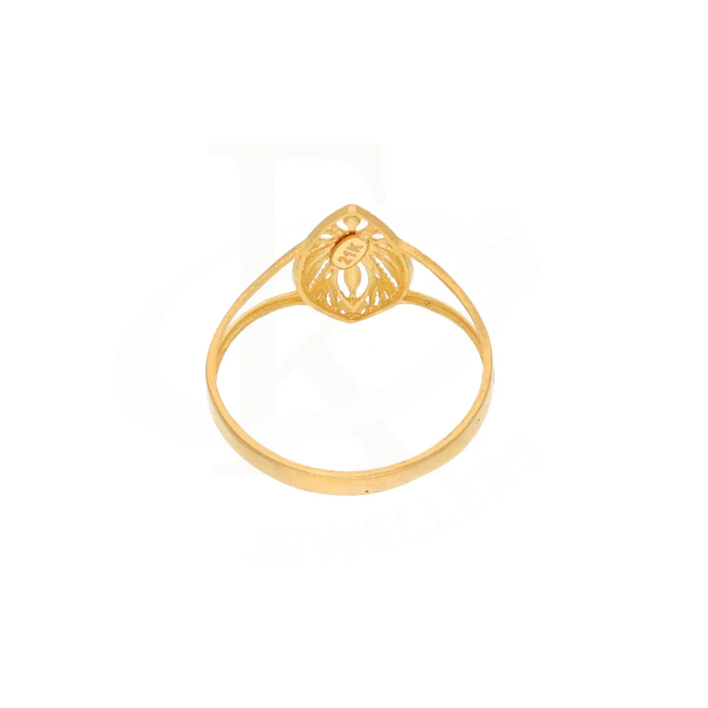 Gold Long Floral Design Ring 21Kt - Fkjrn21Km8555 Rings