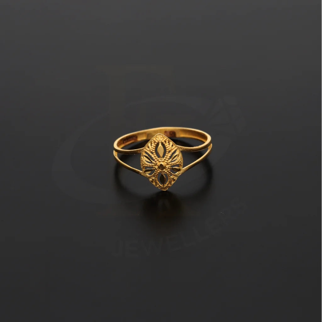 Gold Long Floral Design Ring 21Kt - Fkjrn21Km8555 Rings