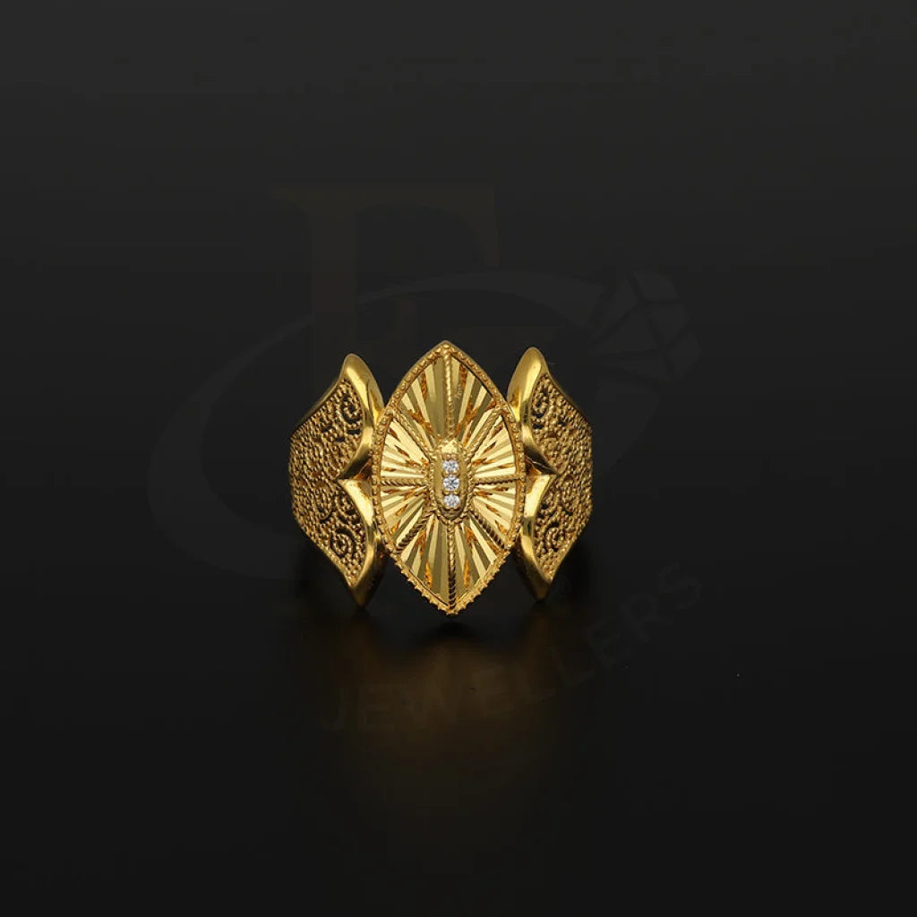 Gold Marquise Shaped Ring 22Kt - Fkjrn22K5143 Rings