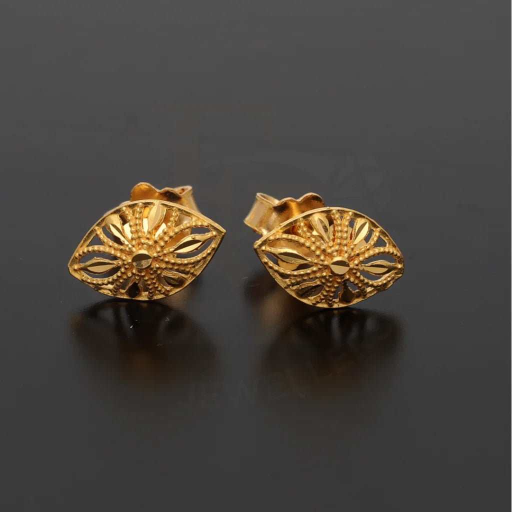 Gold Marquise Shaped Stud Earrings 21Kt - Fkjern21Km8487