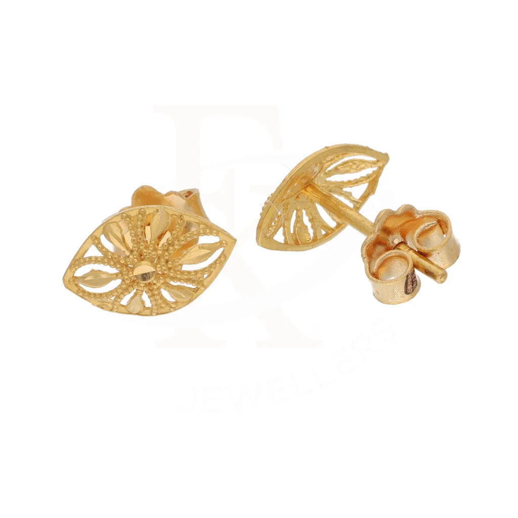 Gold Marquise Shaped Stud Earrings 21Kt - Fkjern21Km8487
