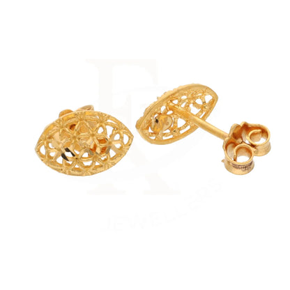 Gold Marquise Shaped Stud Earrings 21Kt - Fkjern21Km8493