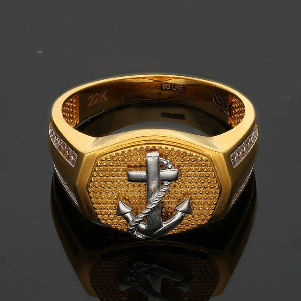 Gold Mens Anchor Ring 22Kt - Fkjrn22K3405 Rings