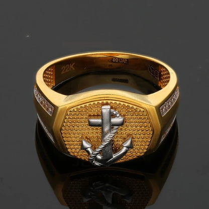 Gold Mens Anchor Ring 22Kt - Fkjrn22K3405 Rings