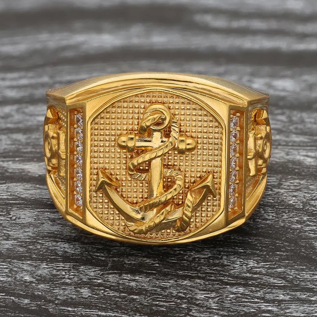 Gold Mens Anchor Ring 22Kt - Fkjrn22K3407 Rings