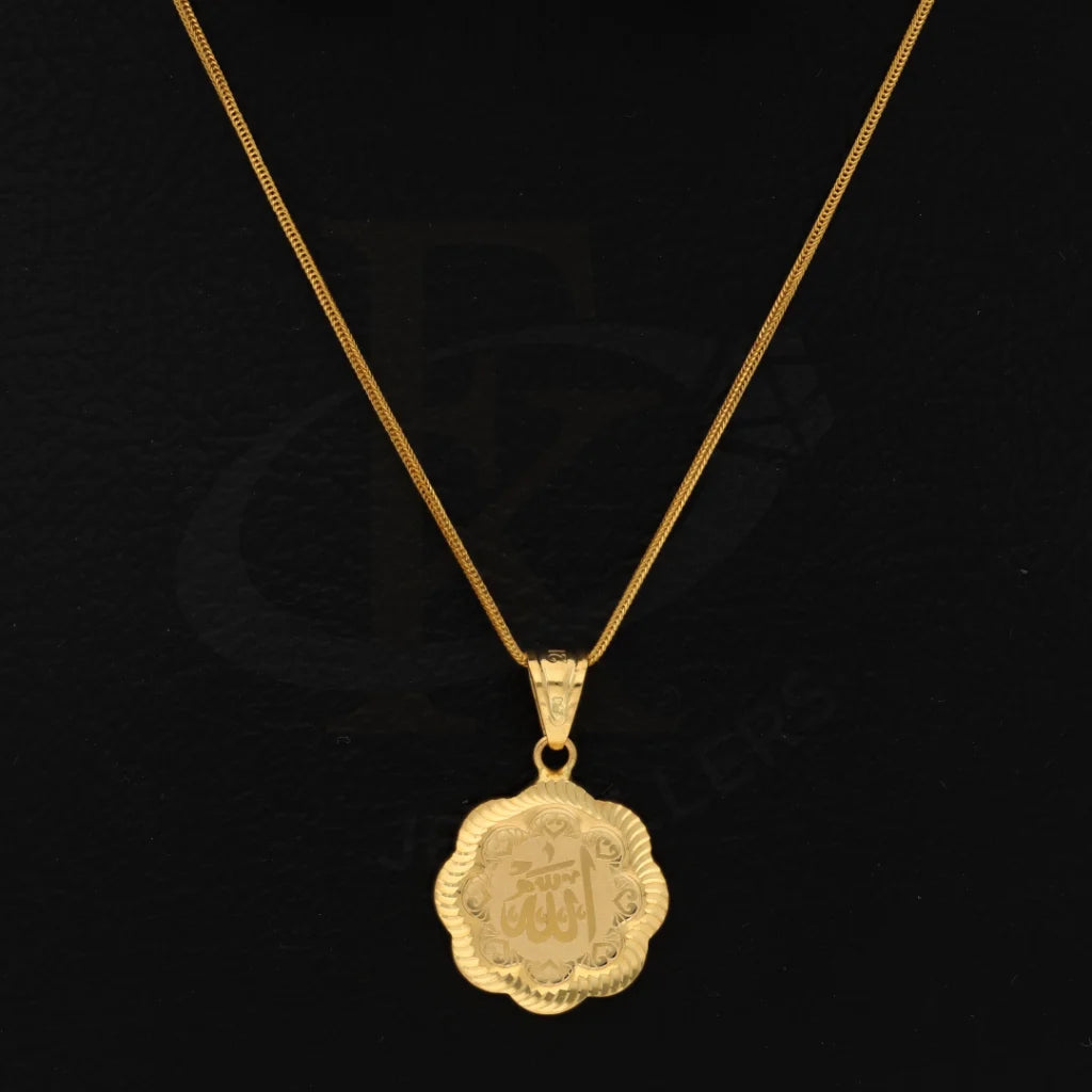 Gold Necklace (Chain With Allah Name In Flower Pendant) 21Kt - Fkjnkl21K8561 Necklaces
