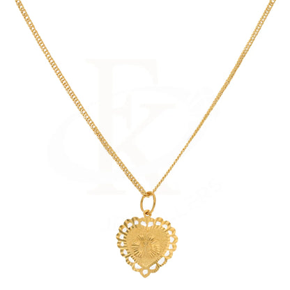 Gold Necklace (Chain With Allah Name In Heart Shaped Pendant) 21Kt - Fkjnkl21Km8611 Necklaces