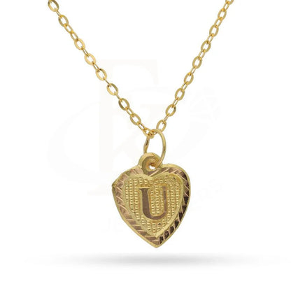Gold Necklace (Chain With Alphabet Pendant) 18Kt - Fkjnkl1452 U Necklaces