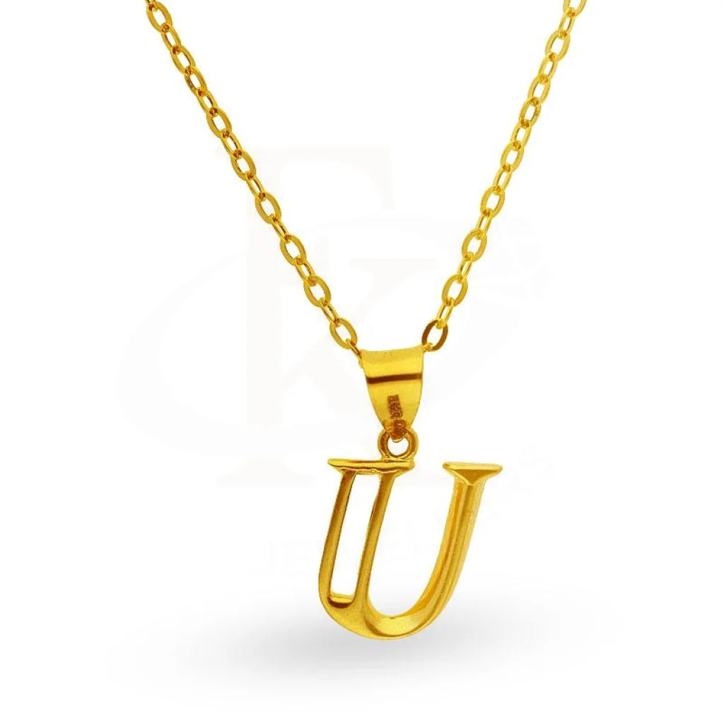 Gold Necklace (Chain With Alphabet Pendant) 18Kt - Fkjnkl1625 Necklaces