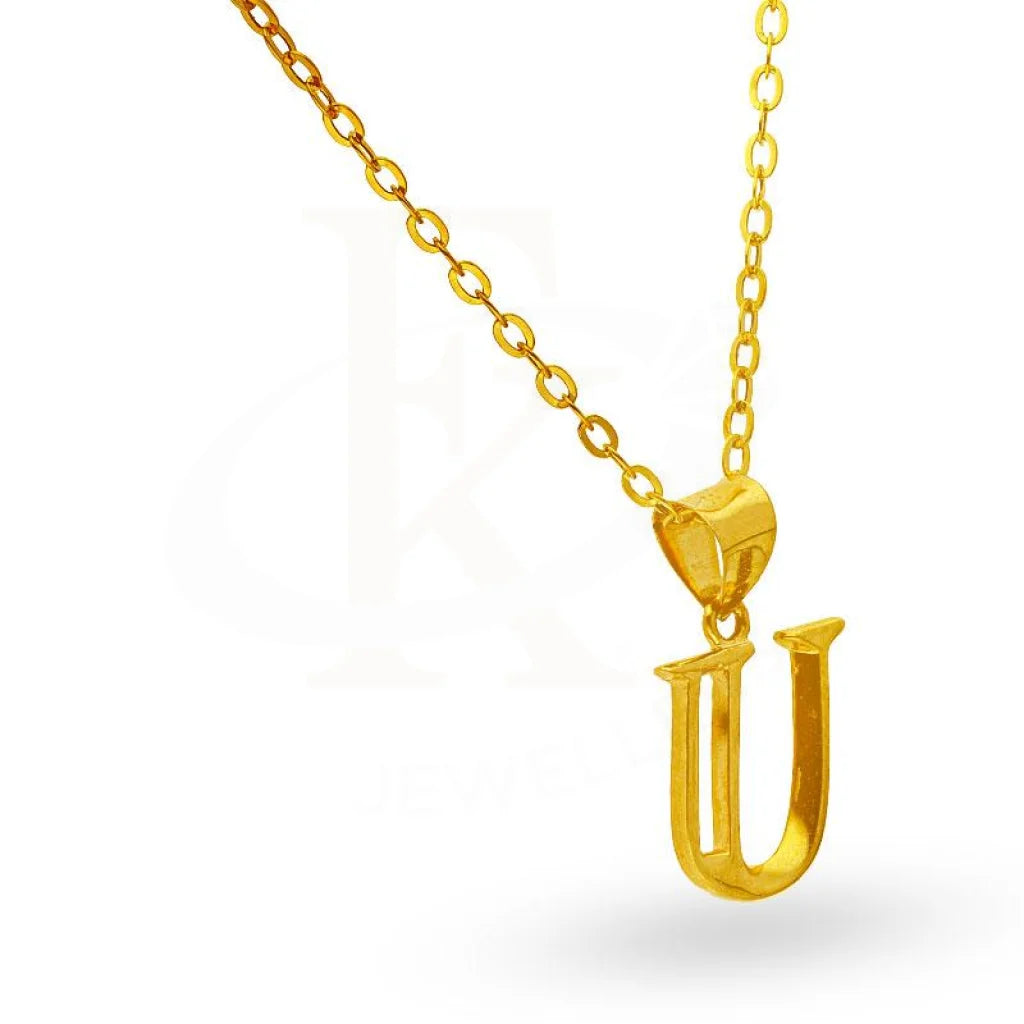 Gold Necklace (Chain With Alphabet Pendant) 18Kt - Fkjnkl1625 Necklaces