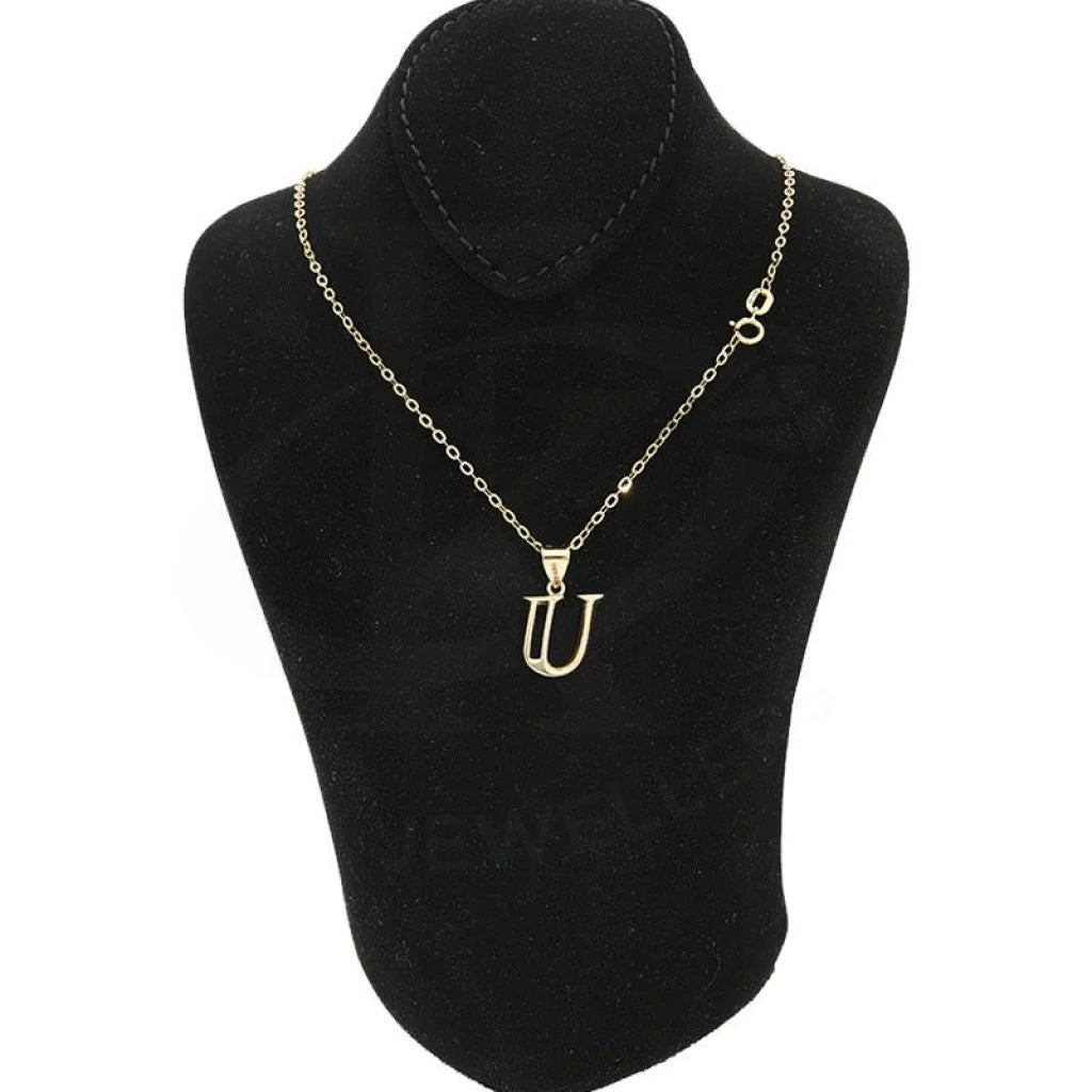 Gold Necklace (Chain With Alphabet Pendant) 18Kt - Fkjnkl1625 U Necklaces