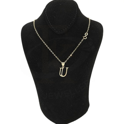 Gold Necklace (Chain With Alphabet Pendant) 18Kt - Fkjnkl1625 U Necklaces