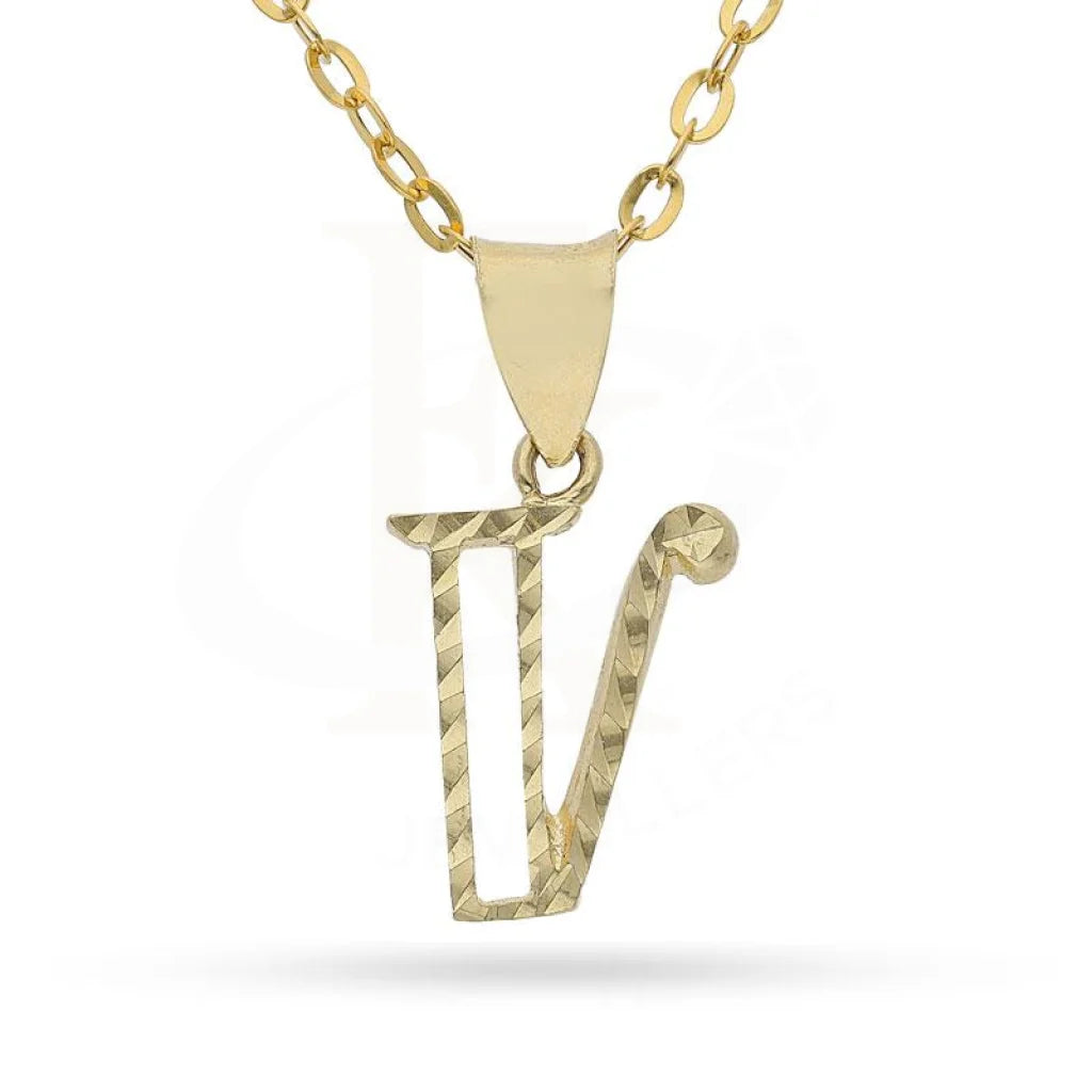 Gold Necklace (Chain With Alphabet Pendant) 18Kt - Fkjnkl1626 V / 1.350 Grams Necklaces