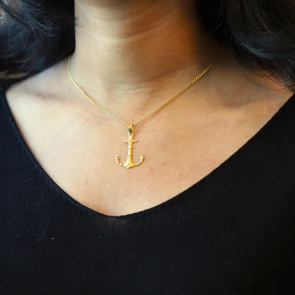 Gold Necklace (Chain With Anchor Pendant) 21Kt - Fkjnkl21K8570 Necklaces