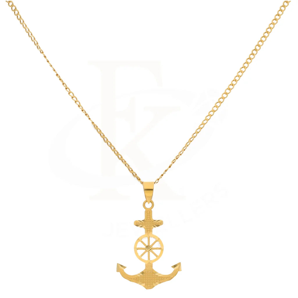 Gold Necklace (Chain With Anchor Shaped Pendant) 21Kt - Fkjnkl21K8571 Necklaces