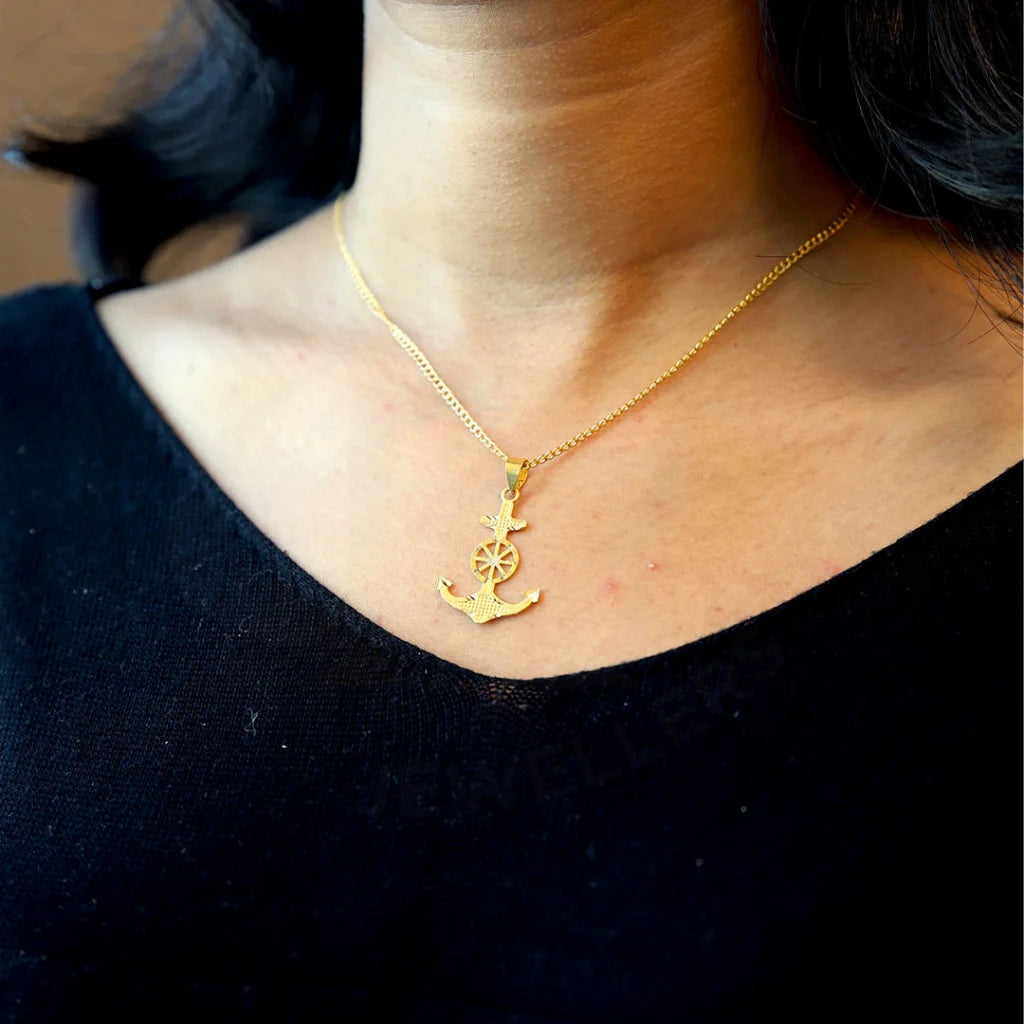 Gold Necklace (Chain With Anchor Shaped Pendant) 21Kt - Fkjnkl21K8571 Necklaces