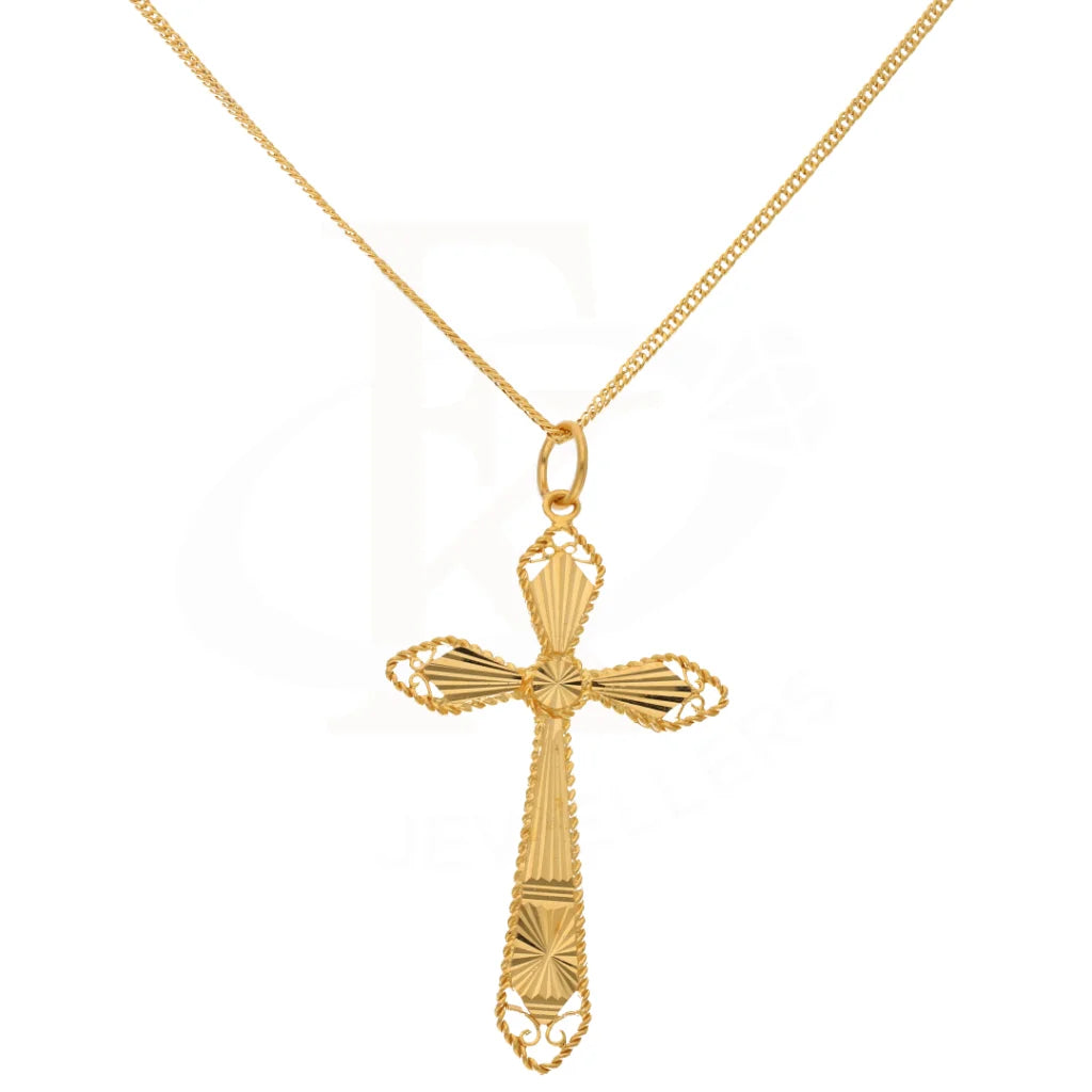 Gold Necklace (Chain With Angle Cross Pendant) 21Kt - Fkjnkl21K8564 Necklaces