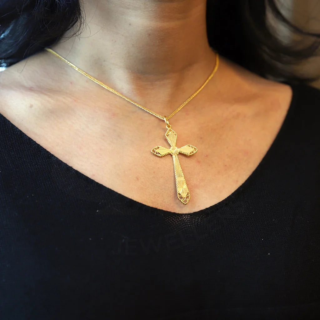 Gold Necklace (Chain With Angle Cross Pendant) 21Kt - Fkjnkl21K8564 Necklaces