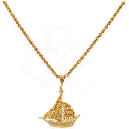 Gold Necklace ( Chain With Boat Shaped Pendant ) 21Kt - Fkjnkl21K7571 Necklaces