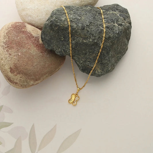 Gold Necklace (Chain With Butterfly Pendant) 21Kt - Fkjnkl21Km5014 Necklaces