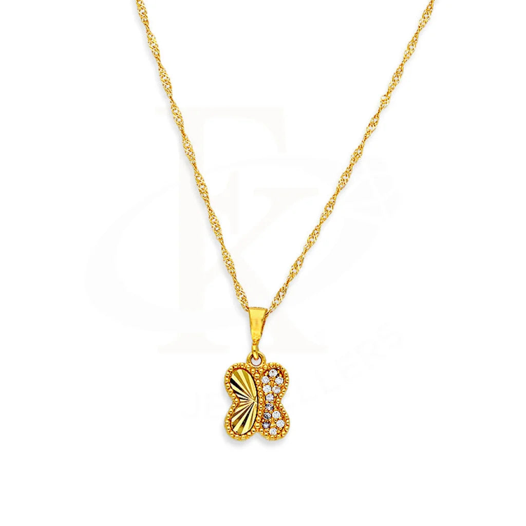 Gold Necklace (Chain With Butterfly Pendant) 21Kt - Fkjnkl21Km1005 Necklaces