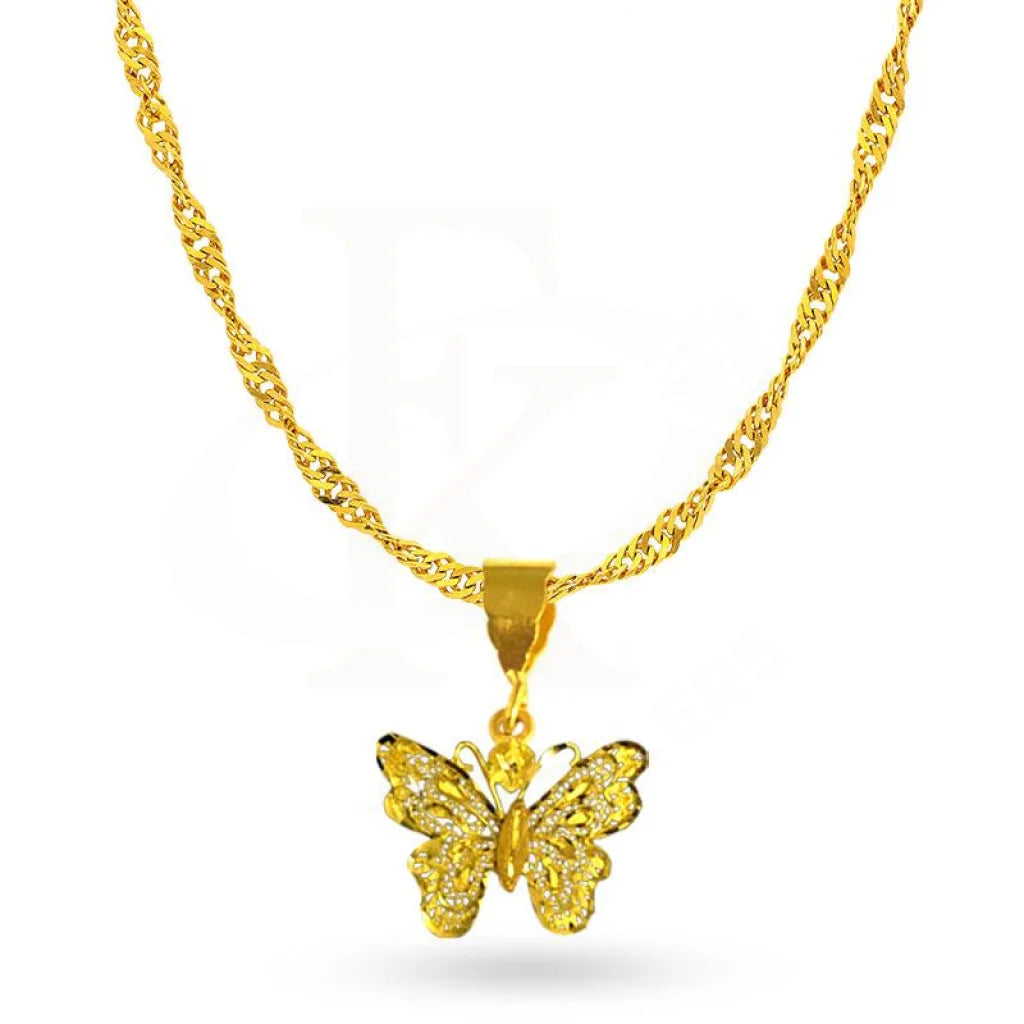 Gold Necklace (Chain With Butterfly Pendant) 22Kt - Fkjnkl1798 Necklaces