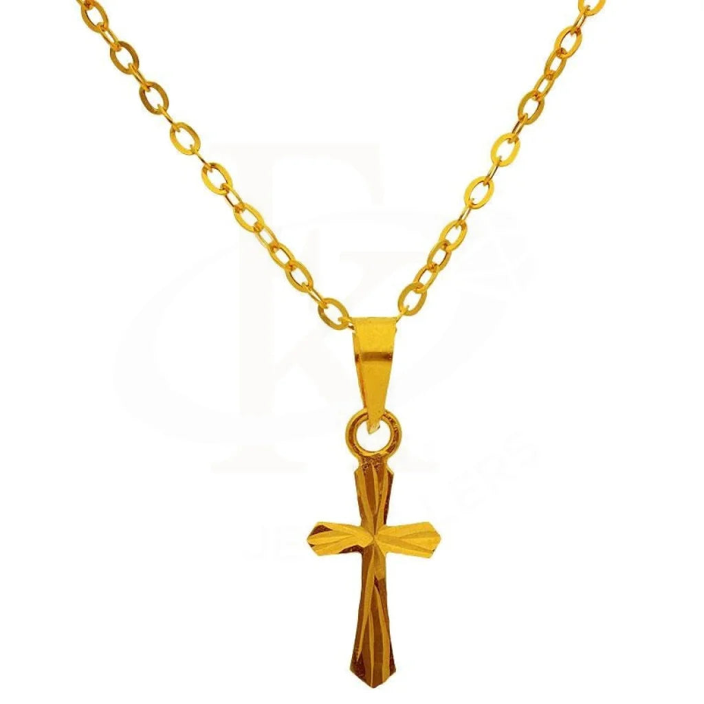 Gold Necklace (Chain With Cross Pendant) 18Kt - Fkjnkl1204 Necklaces