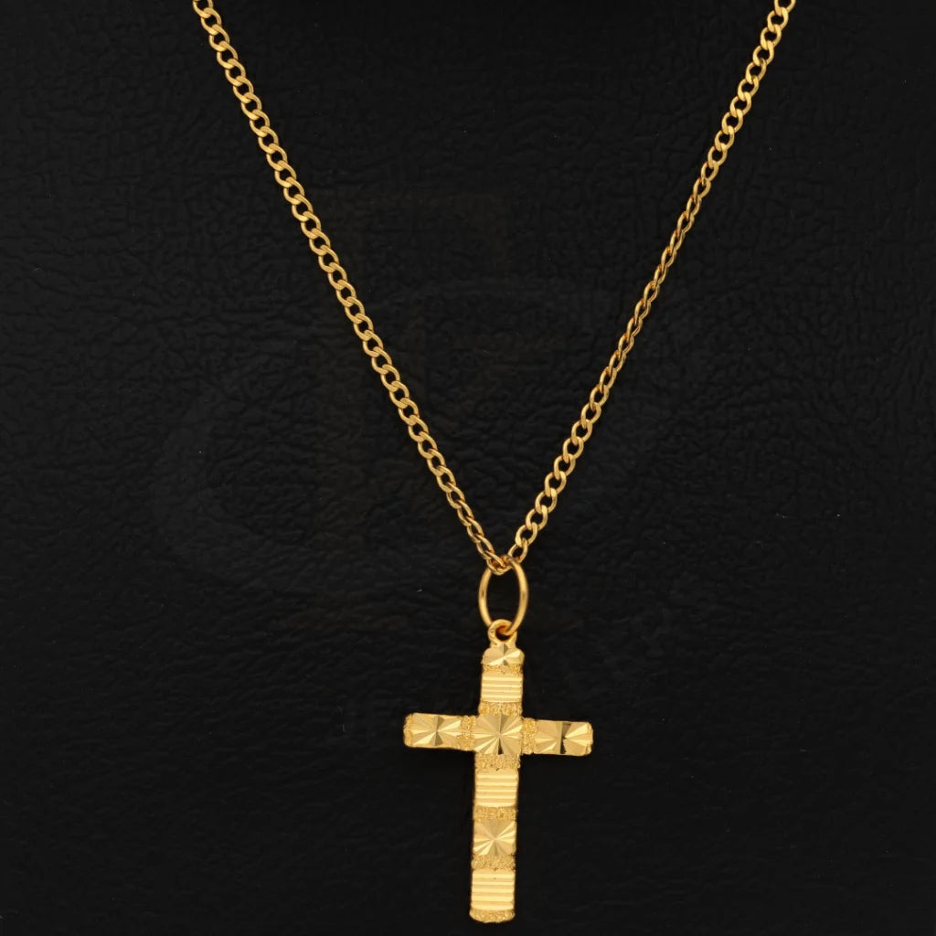 Gold Necklace (Chain With Cross Shaped Pendant) 21Kt - Fkjnkl21Km8543 Necklaces