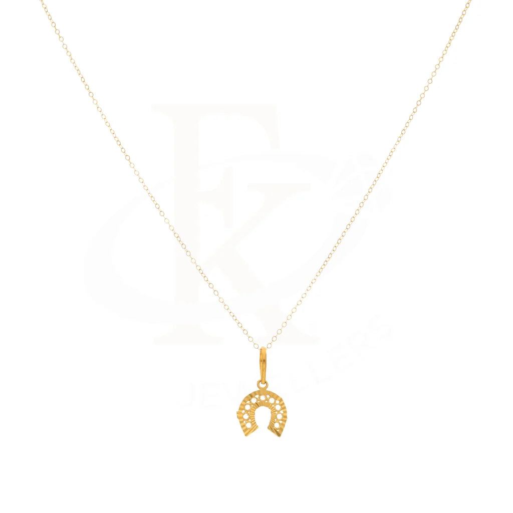 Gold Necklace (Chain With Dainty Horseshoe Pendant) 21Kt - Fkjnkl21Km8402 Necklaces