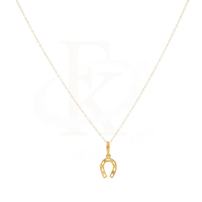 Gold Necklace (Chain With Dainty Horseshoe Pendant) 21Kt - Fkjnkl21Km8403 Necklaces