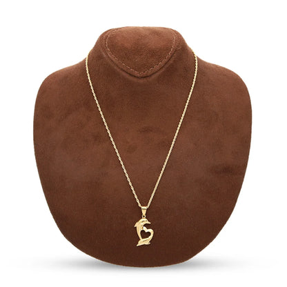 Gold Necklace (Chain With Dolphin Heart Pendant) 18Kt - Fkjnkl18K5105 Necklaces