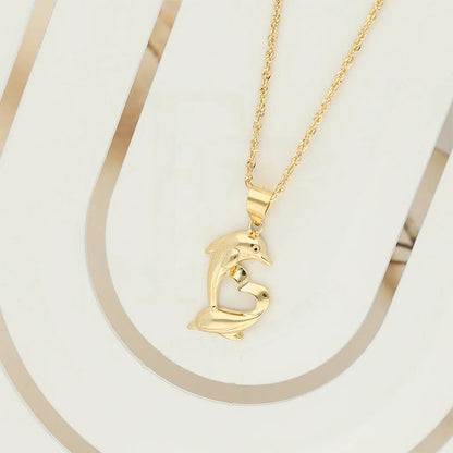 Gold Necklace (Chain With Dolphin Heart Pendant) 18Kt - Fkjnkl18K5105 Necklaces