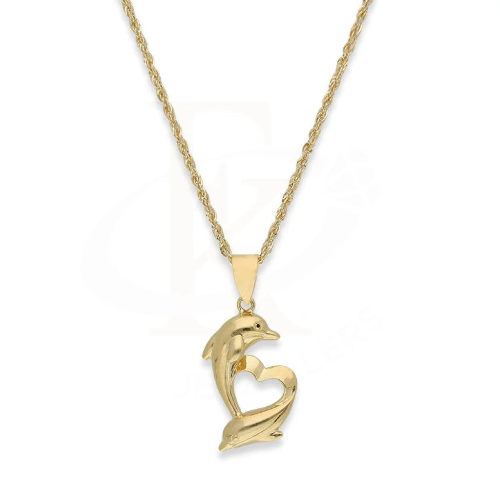 Gold Necklace (Chain With Dolphin Heart Pendant) 18Kt - Fkjnkl18K5105 Necklaces