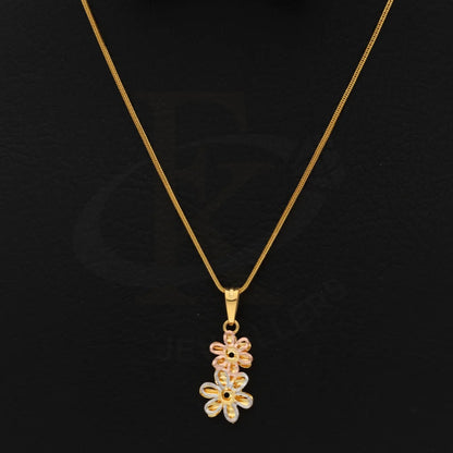 Gold Necklace (Chain With Double Flower Pendant) 21Kt - Fkjnkl21Km8535 Necklaces