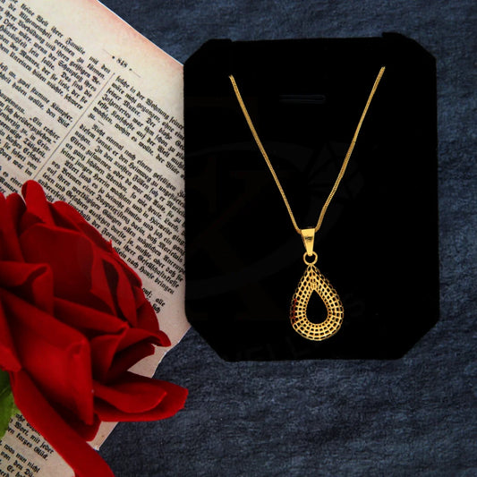 Gold Necklace (Chain With Drop Shaped Pendant) 21Kt - Fkjnkl21Km8419 Necklaces