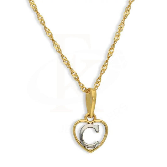 Gold Necklace (Chain With Dual Tone Heart Shaped Alphabet Pendant) 22Kt - Fkjnkl22K2736 C / 2.310