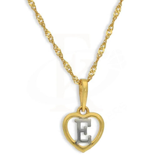 Gold Necklace (Chain With Dual Tone Heart Shaped Alphabet Pendant) 22Kt - Fkjnkl22K2736 E / 2.330