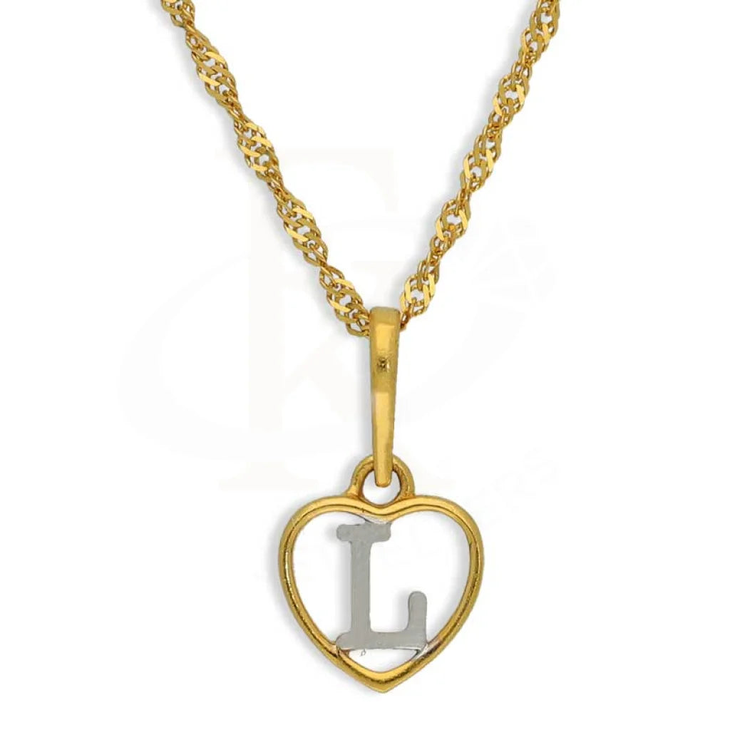 Gold Necklace (Chain With Dual Tone Heart Shaped Alphabet Pendant) 22Kt - Fkjnkl22K2736 L / 2.190