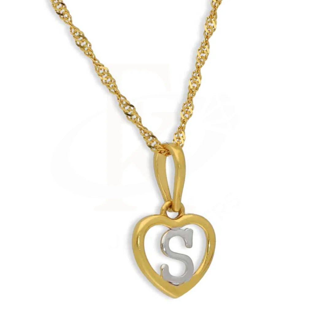 Gold Necklace (Chain With Dual Tone Heart Shaped Alphabet Pendant) 22Kt - Fkjnkl22K2736 Necklaces