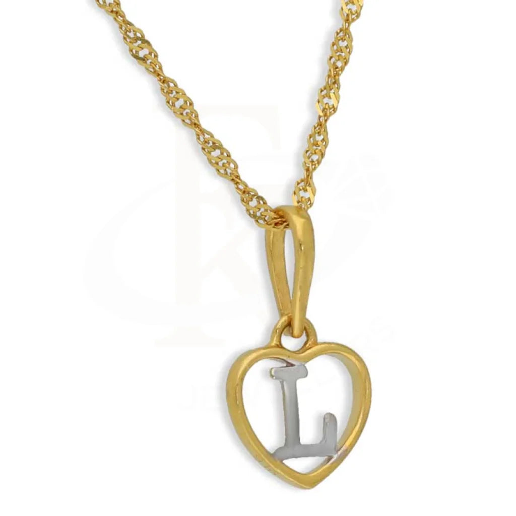 Gold Necklace (Chain With Dual Tone Heart Shaped Alphabet Pendant) 22Kt - Fkjnkl22K2736 Necklaces