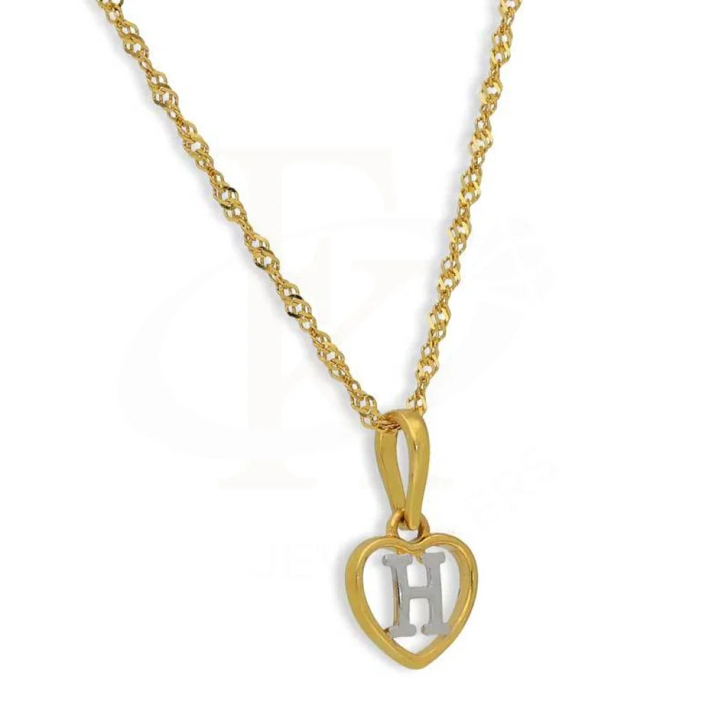 Gold Necklace (Chain With Dual Tone Heart Shaped Alphabet Pendant) 22Kt - Fkjnkl22K2736 Necklaces